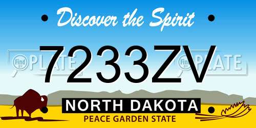 7233ZV North Dakota License Plate