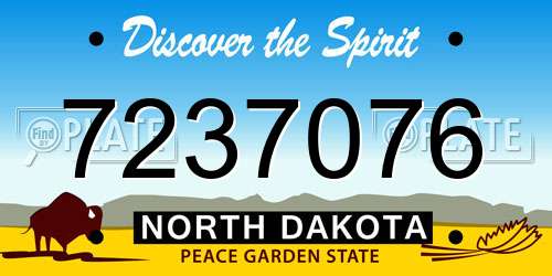 7237076 North Dakota License Plate