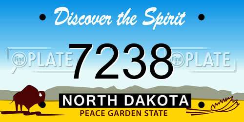 7238 North Dakota License Plate