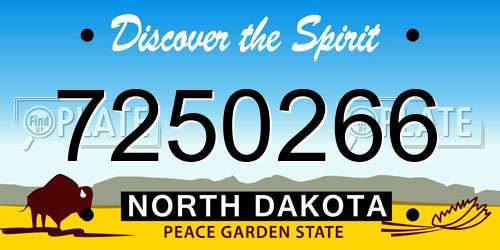 7250266 North Dakota License Plate