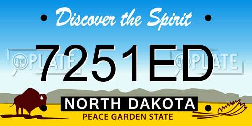 7251ED North Dakota License Plate