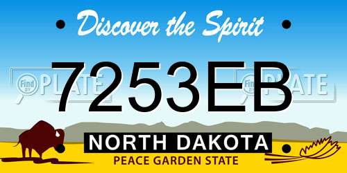 7253EB North Dakota License Plate
