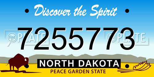 7255773 North Dakota License Plate