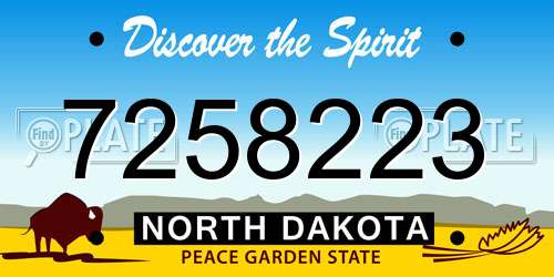 7258223 North Dakota License Plate