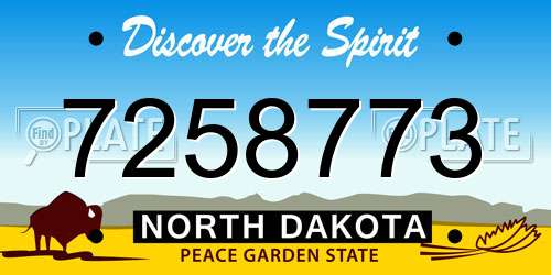 7258773 North Dakota License Plate