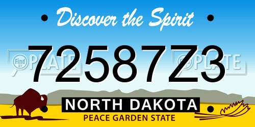 72587Z3 North Dakota License Plate