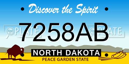 7258AB North Dakota License Plate