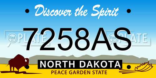 7258AS North Dakota License Plate