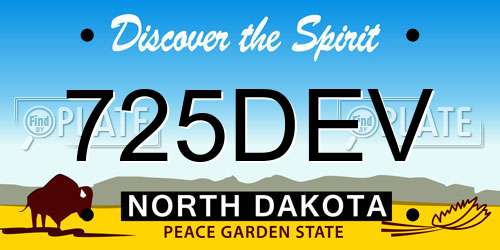 725DEV North Dakota License Plate