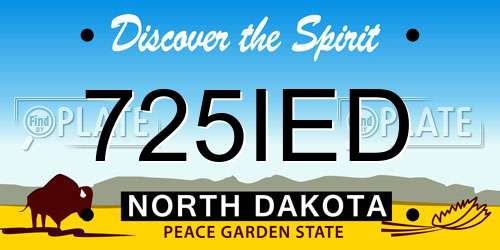 725IED North Dakota License Plate