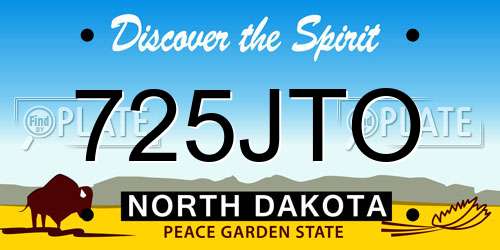 725JTO North Dakota License Plate
