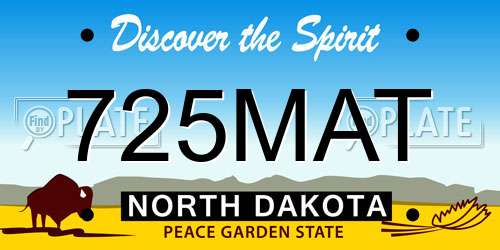 725MAT North Dakota License Plate