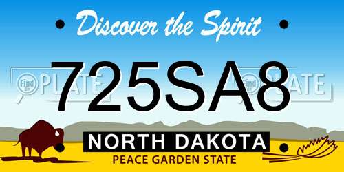 725SA8 North Dakota License Plate