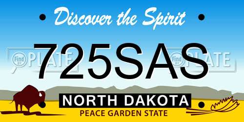 725SAS North Dakota License Plate