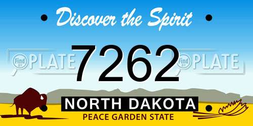 7262 North Dakota License Plate