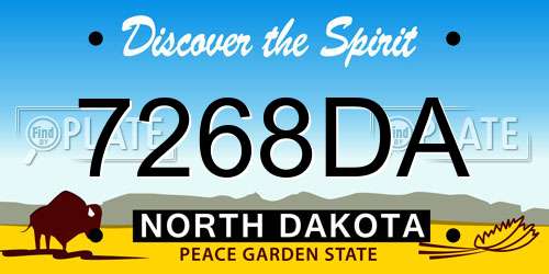 7268DA North Dakota License Plate