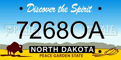 7268OA North Dakota License Plate