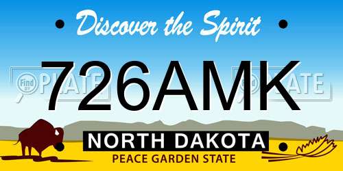 726AMK North Dakota License Plate