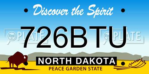 726BTU North Dakota License Plate