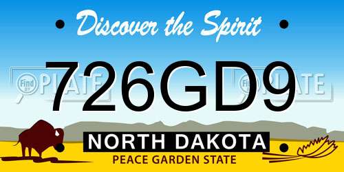 726GD9 North Dakota License Plate