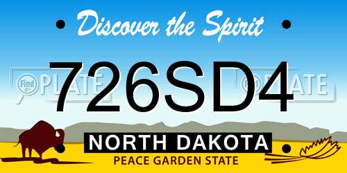 726SD4 North Dakota License Plate