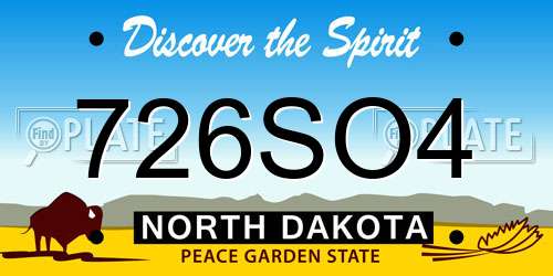 726SO4 North Dakota License Plate