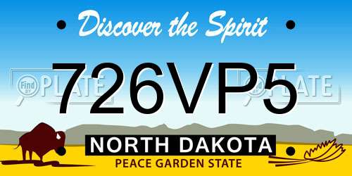 726VP5 North Dakota License Plate