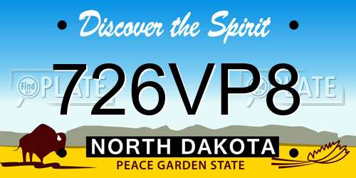 726VP8 North Dakota License Plate