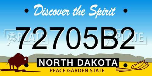 72705B2 North Dakota License Plate
