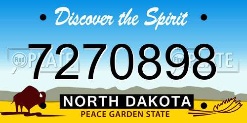 7270898 North Dakota License Plate
