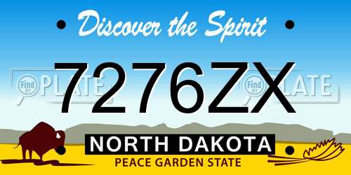 7276ZX North Dakota License Plate