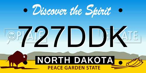 727DDK North Dakota License Plate