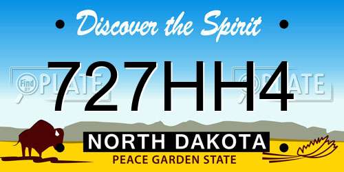 727HH4 North Dakota License Plate