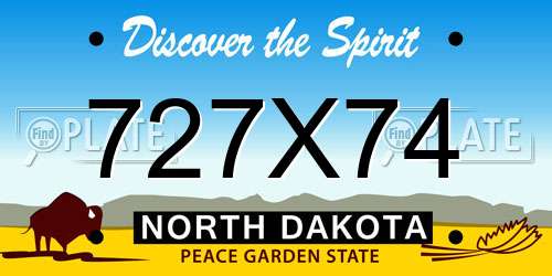 727X74 North Dakota License Plate