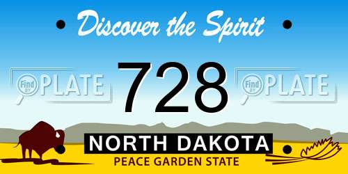 728 North Dakota License Plate