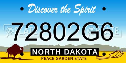 72802G6 North Dakota License Plate