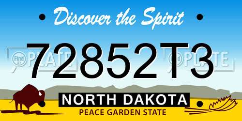 72852T3 North Dakota License Plate
