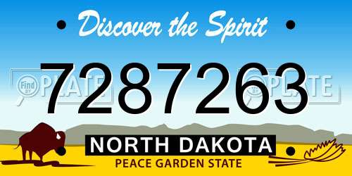 7287263 North Dakota License Plate