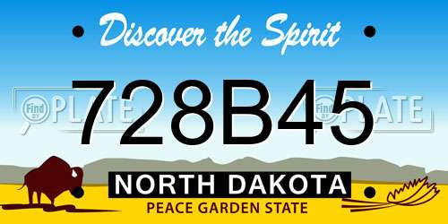 728B45 North Dakota License Plate