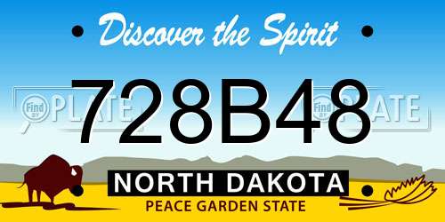 728B48 North Dakota License Plate