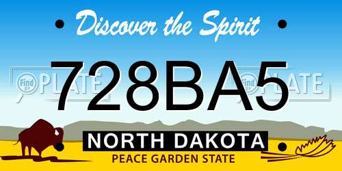 728BA5 North Dakota License Plate