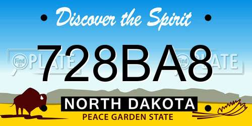 728BA8 North Dakota License Plate