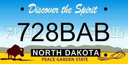 728BAB North Dakota License Plate