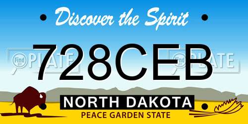 728CEB North Dakota License Plate