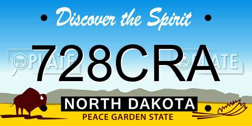 728CRA North Dakota License Plate