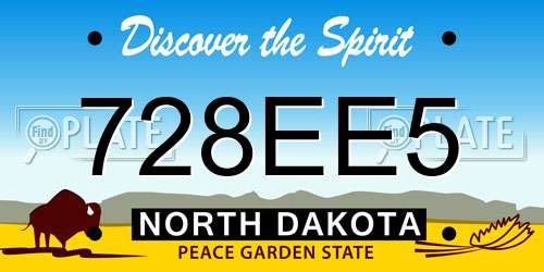 728EE5 North Dakota License Plate