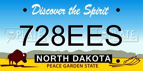 728EES North Dakota License Plate