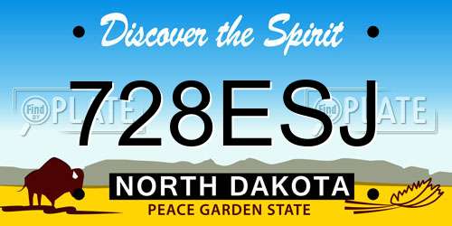 728ESJ North Dakota License Plate