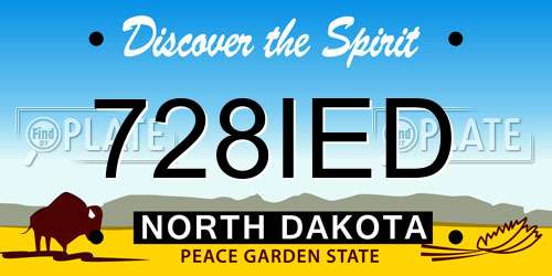 728IED North Dakota License Plate