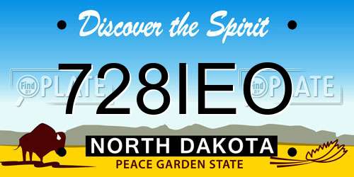 728IEO North Dakota License Plate